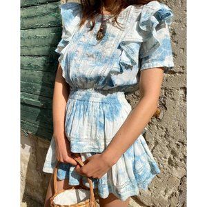 LOVESHACKFANCY Natasha Ruffled Tie-Dye Mini Dress